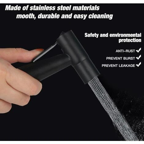 Kit Douchette WC , Tuyau De 1,5 M Et Support, Adaptateurs De G1/2 Noir 3 Kit Douchette WC , Tuyau De 1,5 M Et Support, Adaptateurs De G1/2 Noir – Image 3