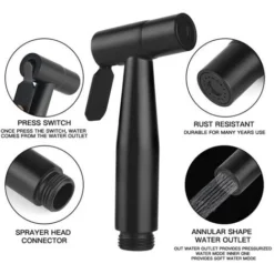 Kit Douchette WC , Tuyau De 1,5 M Et Support, Adaptateurs De G1/2 Noir 8 Kit Douchette WC , Tuyau De 1,5 M Et Support, Adaptateurs De G1/2 Noir -Grohe || Hansgrohe Soldes Magasin 88641352 4