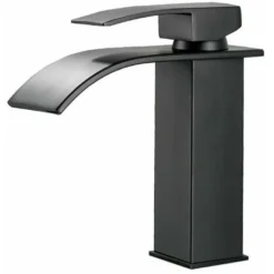 Mitigeur De Lavabo Robinet Cascade Noir Avec Bec Haut Mitigeur Lavabo Haut Monotrou （haut）