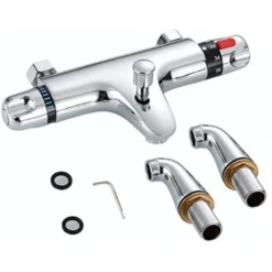 Mitigeur Douche Thermostatique Robinet De Douche Thermostatique Pomme De Douche Apparente Avec Bec De Remplissage Chromé