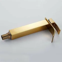 Robinet Salle De Bain Lavabo Haut Cascade Bec Pour Vasque,Mitigeur Eau Froide Et Chau Moderne Carré Chromé Trou Simple (Doré) -Grohe || Hansgrohe Soldes Magasin 88836355 4