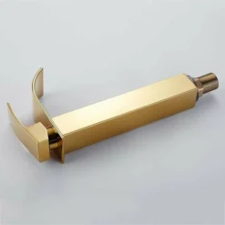 Robinet Salle De Bain Lavabo Haut Cascade Bec Pour Vasque,Mitigeur Eau Froide Et Chau Moderne Carré Chromé Trou Simple (Doré) -Grohe || Hansgrohe Soldes Magasin 88836355 5