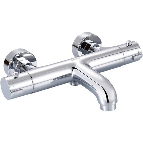 DALMO Mitigeur Thermostatique Mural, Robinet Thermostatique Bain Douche 2 Sorties à 38° Bouton De Sécurité, Laiton Chromé, Anti-brûlure - DBWF02XS 1 DALMO Mitigeur Thermostatique Mural, Robinet Thermostatique Bain Douche 2 Sorties à 38° Bouton De Sécurité, Laiton Chromé, Anti-brûlure - DBWF02XS