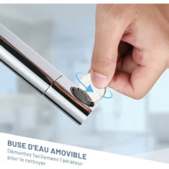 DALMO Robinet De Lavabo, Robinet De Lavabo à Deux Vitesses Rotatif 360 ° Avec Laiton Chromé, Robinet De Lavabo à Cartouche En Céramique, Économiseur D'eau à Mains Libres - DBWF01TL -Grohe || Hansgrohe Soldes Magasin 89142326 5