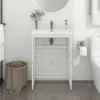 UNIQUECadre De Lavabo De Salle De Bain Blanc 59x38x83 Cm Fer5,58 Kg,Magnifique & Montage Facile91921