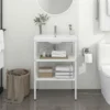 UNIQUECadre De Lavabo De Salle De Bain Blanc 59x38x83 Cm Fer6,06 Kg,Magnifique & Montage Facile42041