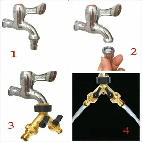 Adaptateur De Connecteur De Robinet à 2 Voies En Laiton Adaptateur De Robinet De Jardin à Double Robinet Avec Vannes Marche/arrêt Individuelles Pour La Maison, La Cuisine, Le Jardin, L'extérieur 3 Adaptateur De Connecteur De Robinet à 2 Voies En Laiton Adaptateur De Robinet De Jardin à Double Robinet Avec Vannes Marche/arrêt Individuelles Pour La Maison, La Cuisine, Le Jardin, L'extérieur – Image 3