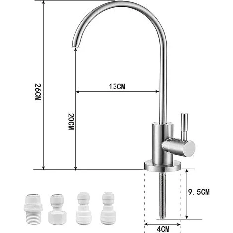 Robinet Cuisine D'eau Potable - Robinet De Purificateur Sans Plomb En Acier Inoxydable, Apportez Le Tuyau D’entrée,pour Osmose Inverse RO Filtre, Système Iltration (Nickel Brossé) 2 Robinet Cuisine D'eau Potable - Robinet De Purificateur Sans Plomb En Acier Inoxydable, Apportez Le Tuyau D’entrée,pour Osmose Inverse RO Filtre, Système Iltration (Nickel Brossé) – Image 2