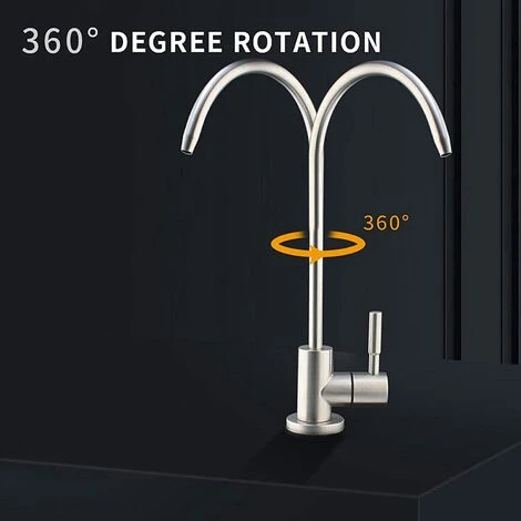 Robinet Cuisine D'eau Potable - Robinet De Purificateur Sans Plomb En Acier Inoxydable, Apportez Le Tuyau D’entrée,pour Osmose Inverse RO Filtre, Système Iltration (Nickel Brossé) 5 Robinet Cuisine D'eau Potable - Robinet De Purificateur Sans Plomb En Acier Inoxydable, Apportez Le Tuyau D’entrée,pour Osmose Inverse RO Filtre, Système Iltration (Nickel Brossé) – Image 5
