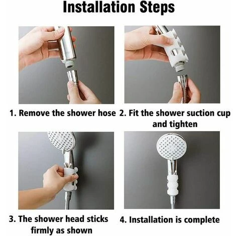 Support De Douche à Main, 2 Pièces Support De Montage Mural Ventouse En Silicone Aucun Besoin De Forage Pour Le Marbre Verre Métal Céramique,Blanc 4 Support De Douche à Main, 2 Pièces Support De Montage Mural Ventouse En Silicone Aucun Besoin De Forage Pour Le Marbre Verre Métal Céramique,Blanc – Image 4