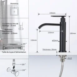 Robinet De Lavabo Eau Froide Uniquement, Mitigeur Salle De Bains En Laiton Durable, Robinetterie Pour Toilettes Invités, Cartouche Céramique, Noir 8 Robinet De Lavabo Eau Froide Uniquement, Mitigeur Salle De Bains En Laiton Durable, Robinetterie Pour Toilettes Invités, Cartouche Céramique, Noir -Grohe || Hansgrohe Soldes Magasin 92400537 4