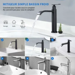 Robinet De Lavabo Eau Froide Uniquement, Mitigeur Salle De Bains En Laiton Durable, Robinetterie Pour Toilettes Invités, Cartouche Céramique, Noir 9 Robinet De Lavabo Eau Froide Uniquement, Mitigeur Salle De Bains En Laiton Durable, Robinetterie Pour Toilettes Invités, Cartouche Céramique, Noir -Grohe || Hansgrohe Soldes Magasin 92400537 5