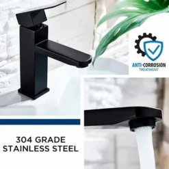 Blue Dream Mitigeur Lavabo Noir Acier Inoxidable Levier Unique Eau Chaude Et Froide Avec Tuyaux Inclus Robinet Salle Bain Noir Robinet Lavabo Noir Mitigeur Salle De Bain Noir Robinet Salle De Bain Noi -Grohe || Hansgrohe Soldes Magasin 92845469 4