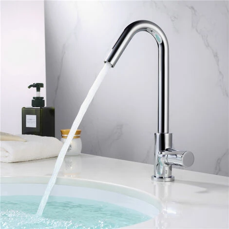 Robinet Eau Froide Pour Lave-Mains Robinet Salle De Bains Chromé Mitigeur De Cuisine 360° Rotation Robinet Simple Moderne 2 Robinet Eau Froide Pour Lave-Mains Robinet Salle De Bains Chromé Mitigeur De Cuisine 360° Rotation Robinet Simple Moderne – Image 2