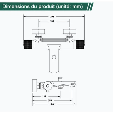 Mitigeur Thermostatique De Baignoire Robinet De Baignoire En Laiton Robinet De Douche Chromé Pour Baignoire 5 Mitigeur Thermostatique De Baignoire Robinet De Baignoire En Laiton Robinet De Douche Chromé Pour Baignoire – Image 5