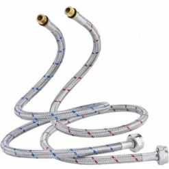 Tuyau Blindé Tuyaux De Raccordement De 60cm De Long Pour Robinet D'eau, Filetage De Compression Tuyau D'eau Flexible 2 Pièces