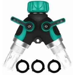 Splitter De Tuyau D'arrosage, 3/4 Alliage De Zinc Distributeur Avec 2 Sorties Vannes, Débit D'eau Réglable Et Verrouillable Avec 2 Connecteurs Et 3 Rondelles