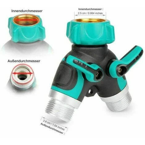 Splitter De Tuyau D'arrosage, 3/4 Alliage De Zinc Distributeur Avec 2 Sorties Vannes, Débit D'eau Réglable Et Verrouillable Avec 2 Connecteurs Et 3 Rondelles 2 Splitter De Tuyau D'arrosage, 3/4 Alliage De Zinc Distributeur Avec 2 Sorties Vannes, Débit D'eau Réglable Et Verrouillable Avec 2 Connecteurs Et 3 Rondelles – Image 2