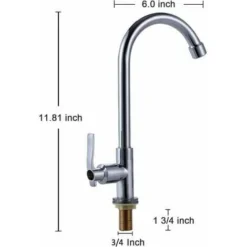 Robinet D'évier D'eau Froide Mitigeur Un Trou à Arc élevé Robinet De Barre En Acier Inoxydable à Montage Sur Pont Pour Cuisine-jardin Camping-car En Plein Air Installation Facile Chrome -Grohe || Hansgrohe Soldes Magasin 93700957 3