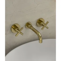 Robinet Mélangeur Lavabo Mural Doré - Corbeau -Grohe || Hansgrohe Soldes Magasin 93975058 3