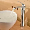 Auralum Moderne Mitigeur De Lavabo Rond Avec Haut Bec Robinet En Casacade à Bec Allongé Pour Salle De Bain