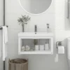 Cadre De Lavabo De Salle De Bain Style Contemporain - Mural Blanc 59x38x31 Cm Fer BV926254 - BonneVie