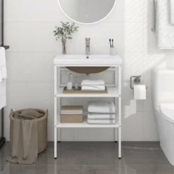 Nova Cadre En Fer Blanc Pour Lavabo Avec Lavabo Intégré Différentes Tailles Taille : 59 X 38 X 83 Cm