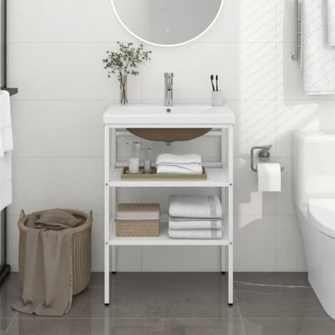 Nova Cadre En Fer Blanc Pour Lavabo Avec Lavabo Intégré Différentes Tailles Taille : 59 X 38 X 83 Cm 1 Nova Cadre En Fer Blanc Pour Lavabo Avec Lavabo Intégré Différentes Tailles Taille : 59 X 38 X 83 Cm