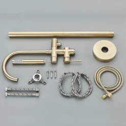 Mitigeur De Baignoire Ilot Autoportante Dore Brossé-Robinet De Baignoire Avec Douchette Pour Salle De Bain à Montage Au Sol Robinets Vec Douche à Main Et Bec Pivotant à 360 ° -Grohe || Hansgrohe Soldes Magasin 95362808 5