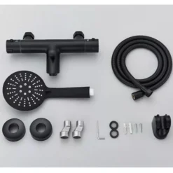 Noir Mitigeur De Baignoire Thermostatique Cascade Avec Douche à Main 3 Jets Au Choix Robinet De Baignoire En Laiton Avec Support Mural De Douchette Pour Salle De Bains Zamery -Grohe || Hansgrohe Soldes Magasin 95362850 5