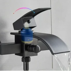 Mitigeur De Baignoire Cascade Mural Noir Robinet De Baignoire Avec Douchette Pommeau De Douche Cascade Mural Robinet De Baignoire Chaud Et Froid -Grohe || Hansgrohe Soldes Magasin 95362904 4