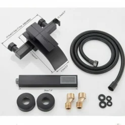 Mitigeur De Baignoire Cascade Mural Noir Robinet De Baignoire Avec Douchette Pommeau De Douche Cascade Mural Robinet De Baignoire Chaud Et Froid -Grohe || Hansgrohe Soldes Magasin 95362904 5