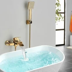 Mitigeur De Baignoire Mural Cascade Dore En Laiton ,Robinet De Baignoire Avec Douche à Main Monté Mur Pour Salle De Bains Zamery 7 Mitigeur De Baignoire Mural Cascade Dore En Laiton ,Robinet De Baignoire Avec Douche à Main Monté Mur Pour Salle De Bains Zamery -Grohe || Hansgrohe Soldes Magasin 95362922 3