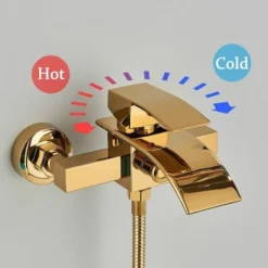 Mitigeur De Baignoire Mural Cascade Dore En Laiton ,Robinet De Baignoire Avec Douche à Main Monté Mur Pour Salle De Bains Zamery 8 Mitigeur De Baignoire Mural Cascade Dore En Laiton ,Robinet De Baignoire Avec Douche à Main Monté Mur Pour Salle De Bains Zamery -Grohe || Hansgrohe Soldes Magasin 95362922 4