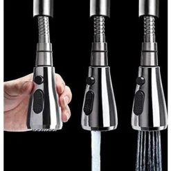 MODOU - Douchette Rétractable Evier Robinet Cuisine - Avec Bouton Stop 2 Types De Tête Universelle Pour Mitigeur WC Robinet Salle De Bain Argent -Grohe || Hansgrohe Soldes Magasin 95442696 4