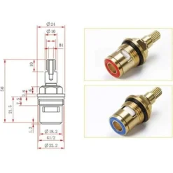 1/2 Cartouche Céramique De Rechange Pour Robinet Tete De Robinet A Disques En Ceramique Chaud Et Froid Pour Cuisine Salle De Douche Vannes De Remplacement De L'eau En Laiton (Chaud Et Froid) -Grohe || Hansgrohe Soldes Magasin 95461798 5