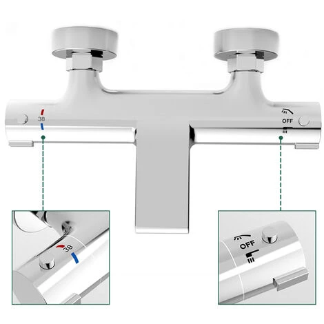 Robinet De Baignoire Cascade Mitigeur Thermostatique Bain Douche Robinet De Douche Chromé Bec Cascade Pour Baignoire 2 Robinet De Baignoire Cascade Mitigeur Thermostatique Bain Douche Robinet De Douche Chromé Bec Cascade Pour Baignoire – Image 2