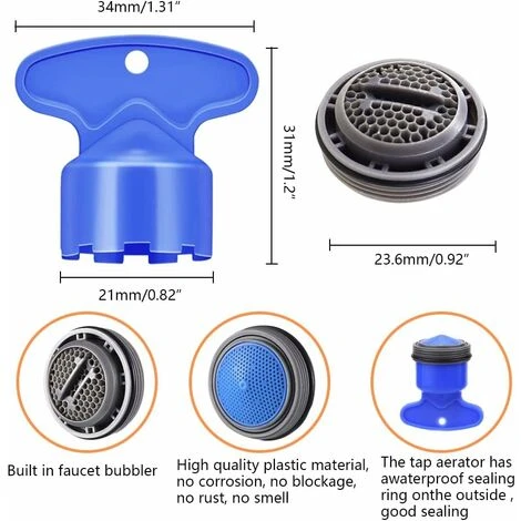 6 Pièces Mousseur Aérateur M24 Économiseur D'eau Embout Aérateurs De Robinet Filetage Extérieur 24mm Avec Clé Pour Mitigeur D'Evier De Cuisine Et De Lavabo De Salle De Bain 2 6 Pièces Mousseur Aérateur M24 Économiseur D'eau Embout Aérateurs De Robinet Filetage Extérieur 24mm Avec Clé Pour Mitigeur D'Evier De Cuisine Et De Lavabo De Salle De Bain – Image 2