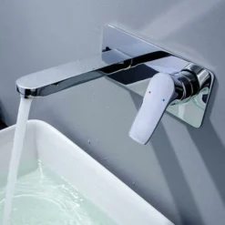 Robinet De Lavabo Encastré Dans Un Mur En Cuivre - Robinet Mélangeur Pour Lavabo Chaud Et Froid