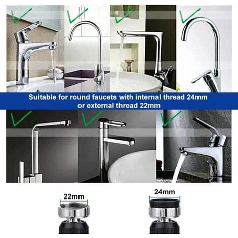 Mousseur Et Brise-jet Pour Robinet Rallonge De Robinet Cuisine Buse Filtrante Rotative 360 ° Rotative Crépine D'économie D'eau Aérateur Pour Générateurs D'oxygène De Robinet De Salle De Bain.-fileta 5 Mousseur Et Brise-jet Pour Robinet Rallonge De Robinet Cuisine Buse Filtrante Rotative 360 ° Rotative Crépine D'économie D'eau Aérateur Pour Générateurs D'oxygène De Robinet De Salle De Bain.-fileta – Image 5