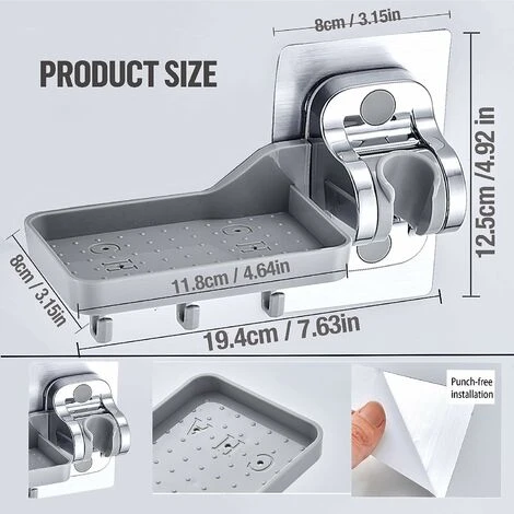 Support De Douche à Main Support De Pommeau De Douche Sans Poinçon Support De Douche à Main à Colle Forte Angle Réglable (multifonctionnel) 2 Support De Douche à Main Support De Pommeau De Douche Sans Poinçon Support De Douche à Main à Colle Forte Angle Réglable (multifonctionnel) – Image 2