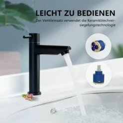 Robinets De Salle De Bain Robinet D'eau Froide Pour Robinet De Salle De Bain Robinet D'eau Froide Robinet De Colonne Robinet Robinet Noir -Grohe || Hansgrohe Soldes Magasin 96931591 3