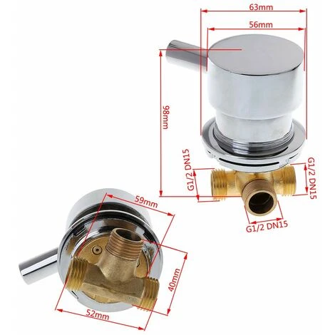 Robinet Mitigeur Eau Froide Chaude Pour Salle De Bains, G1 / 2"mitigeur Thermostatique Deux En Et Un Robinet Pour Salle De Douche 2 Robinet Mitigeur Eau Froide Chaude Pour Salle De Bains, G1 / 2"mitigeur Thermostatique Deux En Et Un Robinet Pour Salle De Douche – Image 2