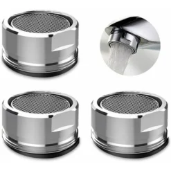 3 Pièces Mousseur Robinet, Aerateur Robinet Filtre Robinet Avec Joint D'étanchéité Pour Cuisine, Salle De Bain - Argent (Diamètre Extérieur 24MM)