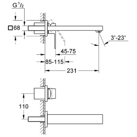 Robinet Mural Lavabo Grohe Eurocube Taille M 5 Robinet Mural Lavabo Grohe Eurocube Taille M – Image 5