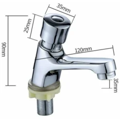 Robinet Poussoir Temporisé Robinet Temporisé Chromé à Fermeture Automatique économie D'eau Temporisation Du Robinet D'évier Du Lavabo Robinet Pour La Cuisine Salle De Bains Public Argent -Grohe || Hansgrohe Soldes Magasin 97677284 5
