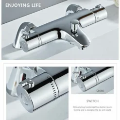 Mitigeur Baignoire Thermostatique, Robinet Thermostatique Baignoire,Mitigeur De Douche Pour Baignoire Avec Contrôle De La Température, Laiton, Finition Chromée, Monté Sur Baignoire 8 Mitigeur Baignoire Thermostatique, Robinet Thermostatique Baignoire,Mitigeur De Douche Pour Baignoire Avec Contrôle De La Température, Laiton, Finition Chromée, Monté Sur Baignoire -Grohe || Hansgrohe Soldes Magasin 97961502 4