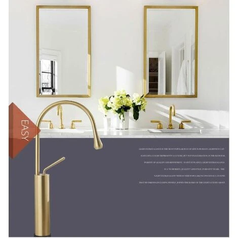 Robinet De Lavabo Simple Tige 360 tournant Hors De L'évier Robinet De Mélange En Laiton Moderne Pour Cuisine Ou Salle De Bains Bassin D'évier Mélangeur Brosse En Or Pinceau Or Court 3 Robinet De Lavabo Simple Tige 360 tournant Hors De L'évier Robinet De Mélange En Laiton Moderne Pour Cuisine Ou Salle De Bains Bassin D'évier Mélangeur Brosse En Or Pinceau Or Court – Image 3