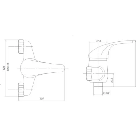 Mitigeur De Douche Extérieur Avec Raccordement Entraxe 10 Cm Damast 12087 Chromé 3 Mitigeur De Douche Extérieur Avec Raccordement Entraxe 10 Cm Damast 12087 Chromé – Image 3