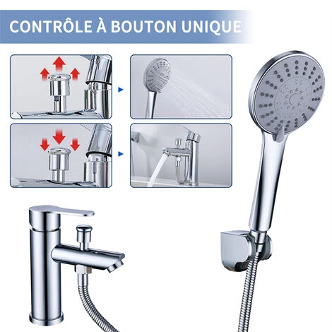 Mitigeur De Douche Avec Douchette Et Flexible De Douche Robinet De Douche Chromé Pour Salle De Bain Kit De Robinet Monotrou à Double Usage 3 Mitigeur De Douche Avec Douchette Et Flexible De Douche Robinet De Douche Chromé Pour Salle De Bain Kit De Robinet Monotrou à Double Usage – Image 3